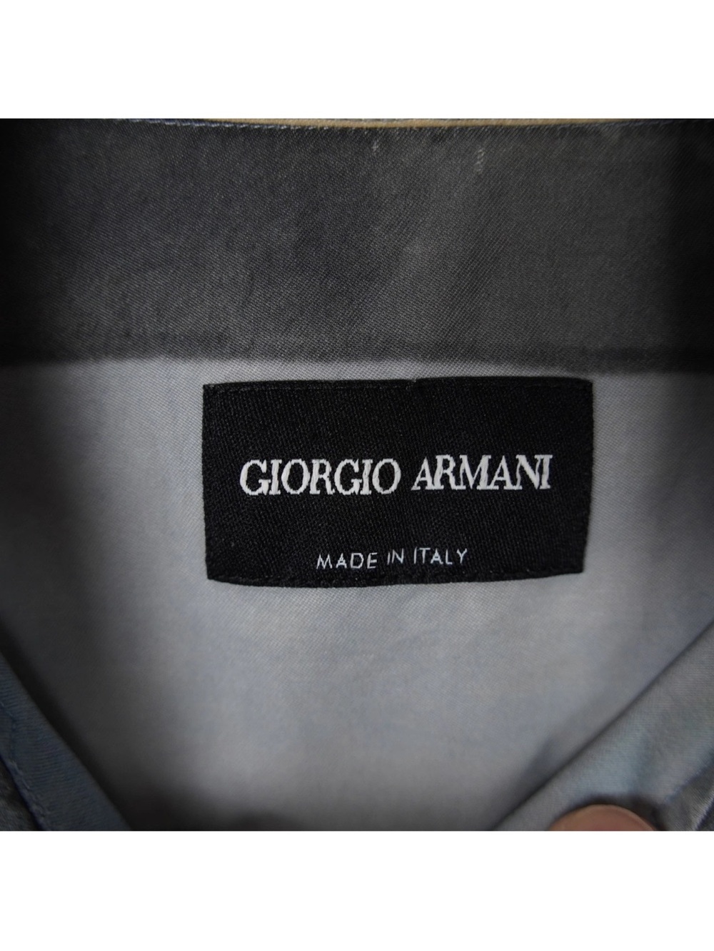 GIORGIO ARMANI Black Label Cupro Shirt Mens 16.5 42 Runway SS20 Geometric $1295 - Picture 10 of 16